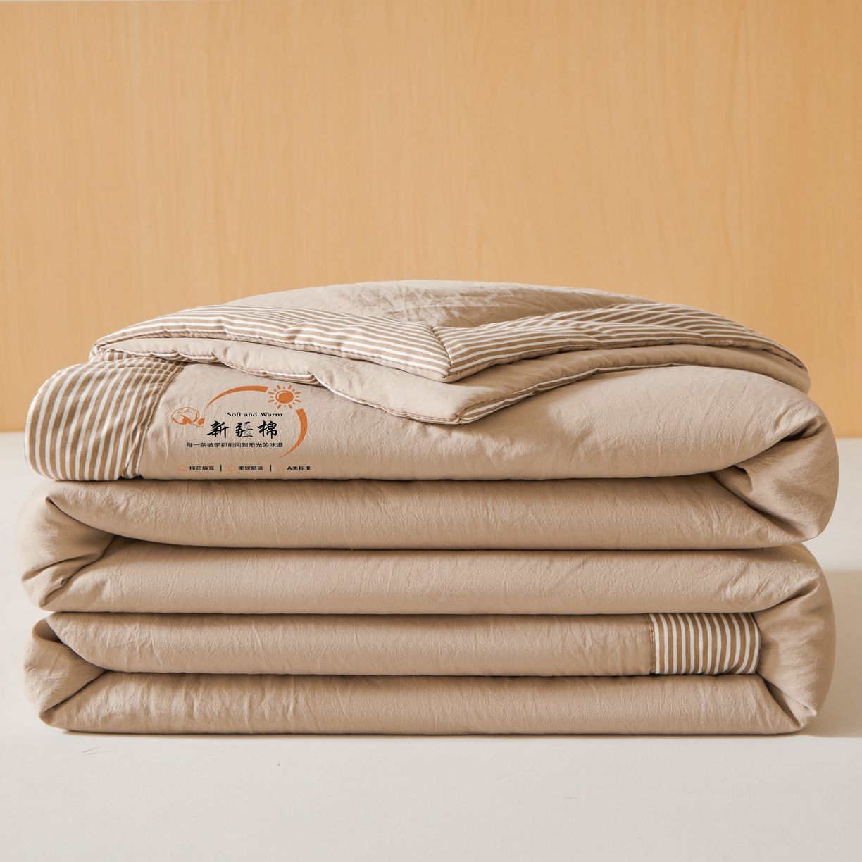 91家纺网 家纺一手货源 找家纺 初相识被业 2026新款无印风100%新疆棉花夏被空调被可机洗夏凉被棉花被子（提供质检报告买家秀） 风禾-卡其