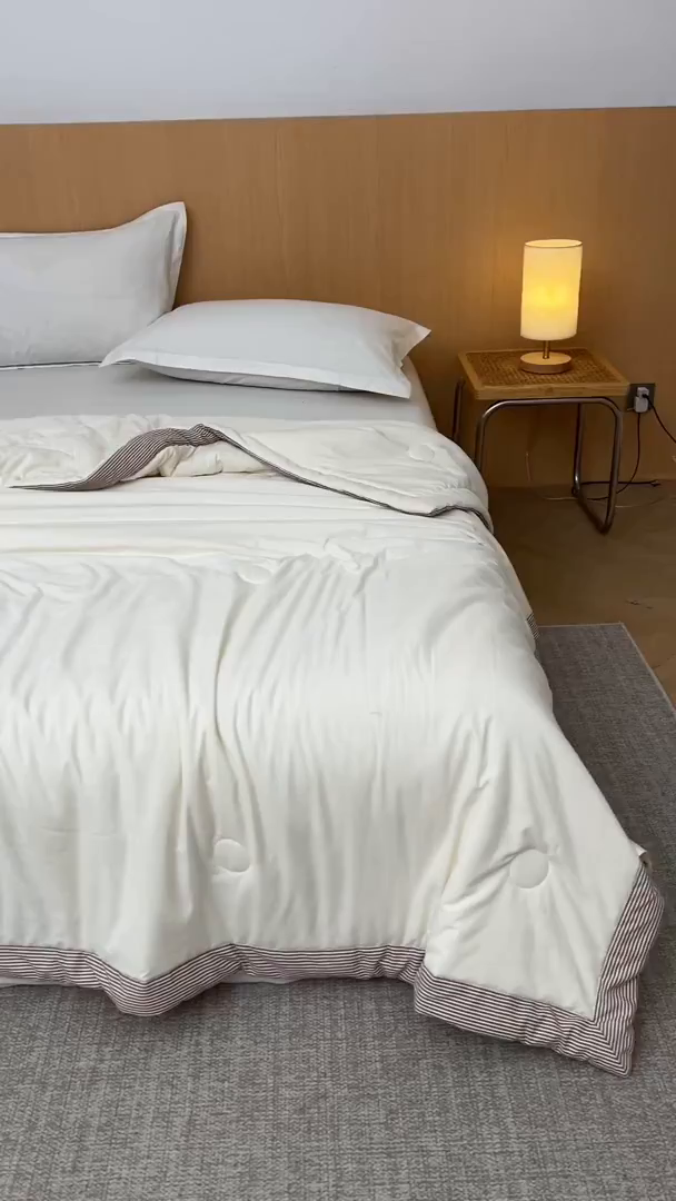 91家纺网 家纺一手货源 找家纺 初相识被业 2026新款无印风100%新疆棉花夏被空调被可机洗夏凉被棉花被子（提供质检报告买家秀） 风禾-米白