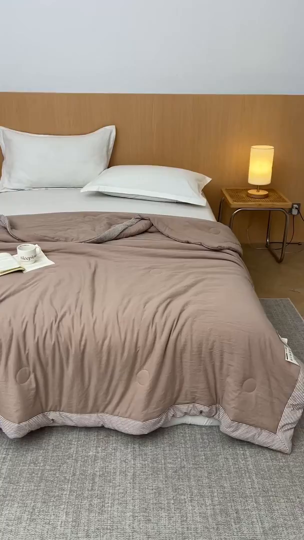 91家纺网 家纺一手货源 找家纺 初相识被业 2026新款无印风100%新疆棉花夏被空调被可机洗夏凉被棉花被子（提供质检报告买家秀） 风禾-卡其