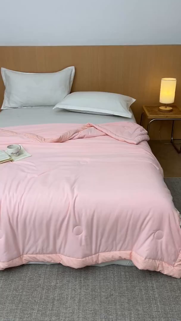 91家纺网 家纺一手货源 找家纺 初相识被业 2026新款无印风100%新疆棉花夏被空调被可机洗夏凉被棉花被子（提供质检报告买家秀） 风禾-粉玉