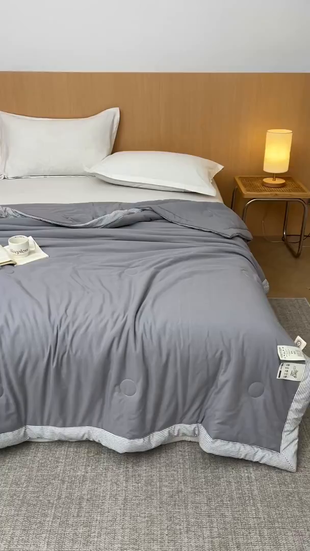 91家纺网 家纺一手货源 找家纺 初相识被业 2026新款无印风100%新疆棉花夏被空调被可机洗夏凉被棉花被子（提供质检报告买家秀） 风禾-高级灰