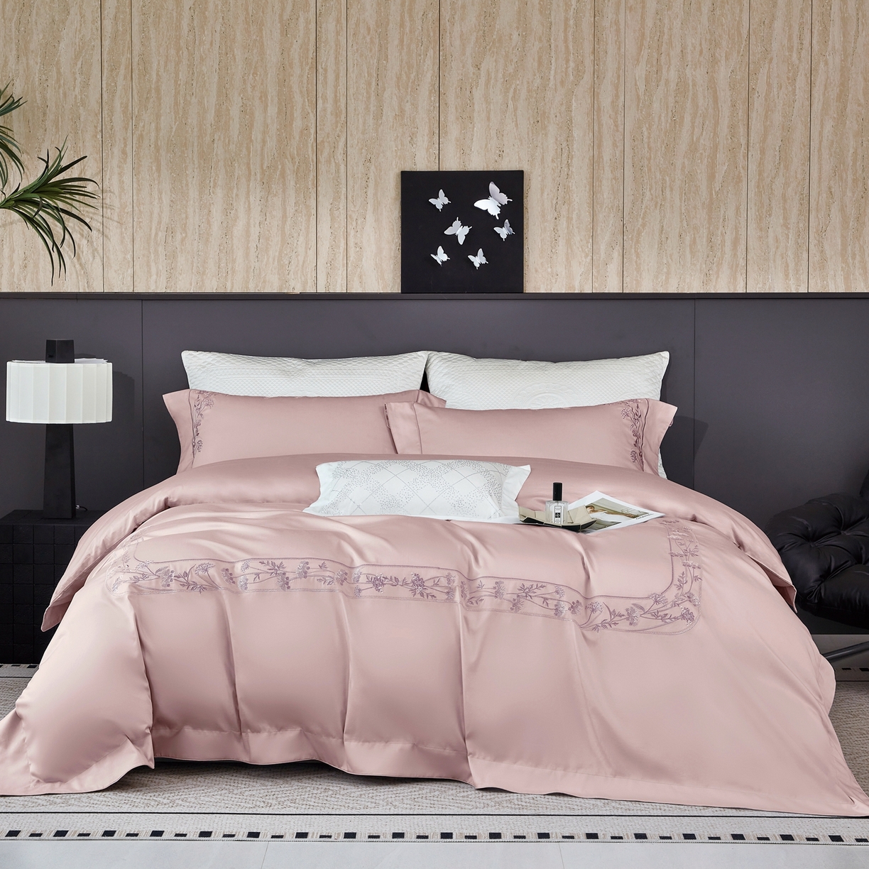 91家纺网 家纺一手货源 找家纺 （总）榻尚家居 2026新款百支锦棉纯棉绣花工艺款四件套-暗香