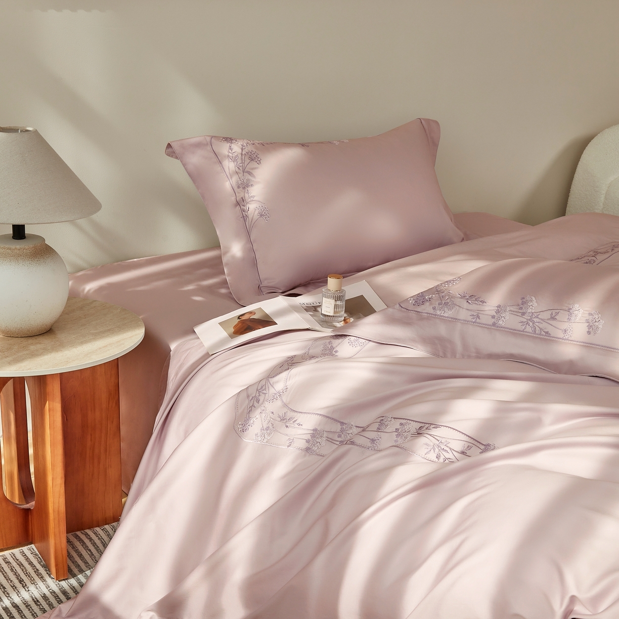 91家纺网 家纺一手货源 找家纺 榻尚家居 2026新款百支锦棉纯棉绣花工艺款四件套-暗香 暗香-玉