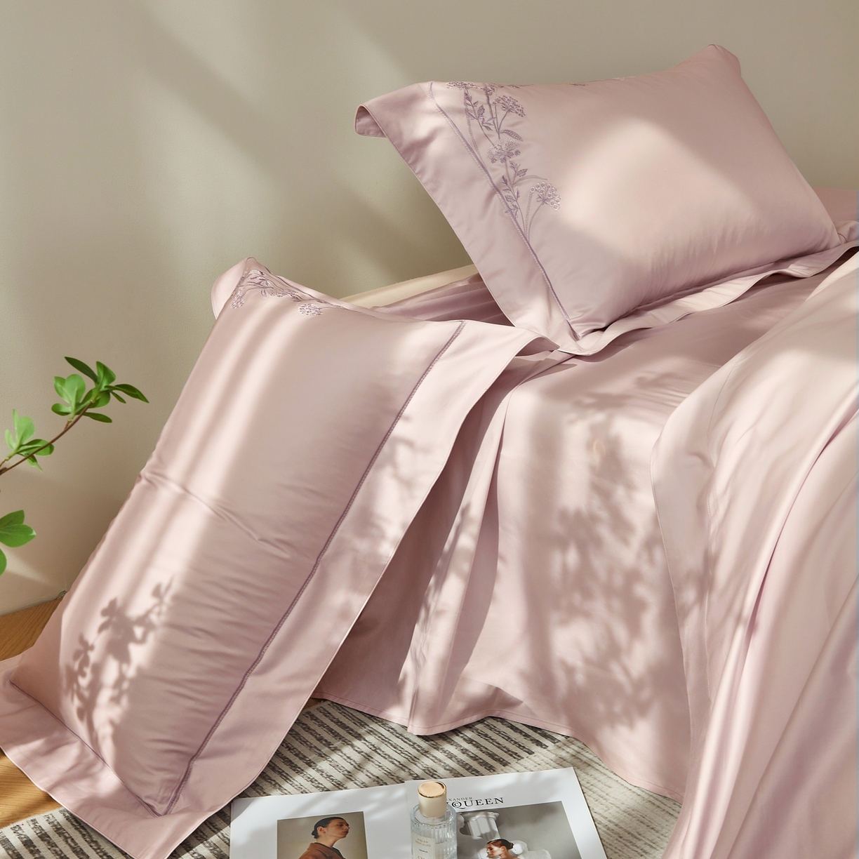 91家纺网 家纺一手货源 找家纺 榻尚家居 2026新款百支锦棉纯棉绣花工艺款四件套-暗香 暗香-玉