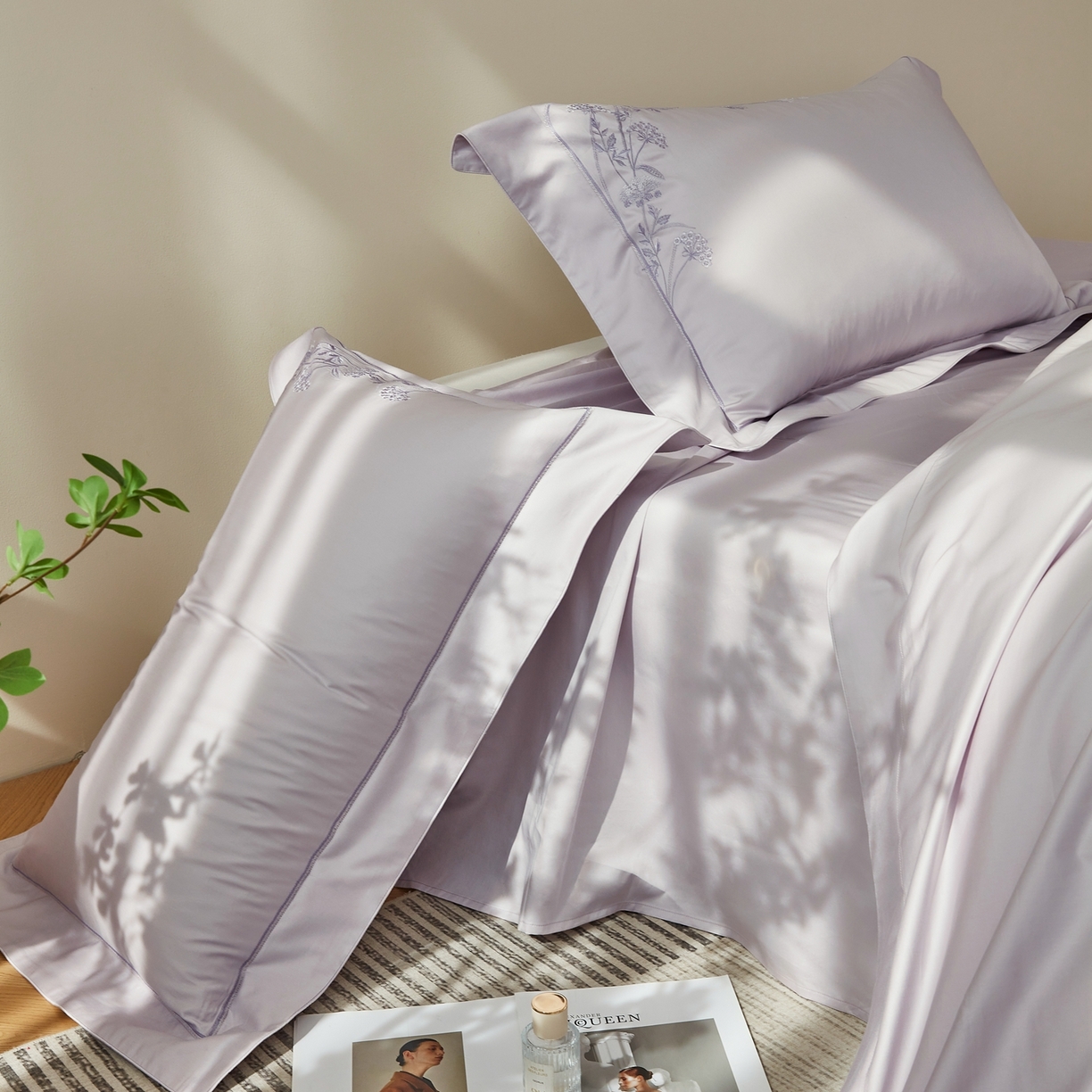 91家纺网 家纺一手货源 找家纺 榻尚家居 2026新款百支锦棉纯棉绣花工艺款四件套-暗香 暗香-紫