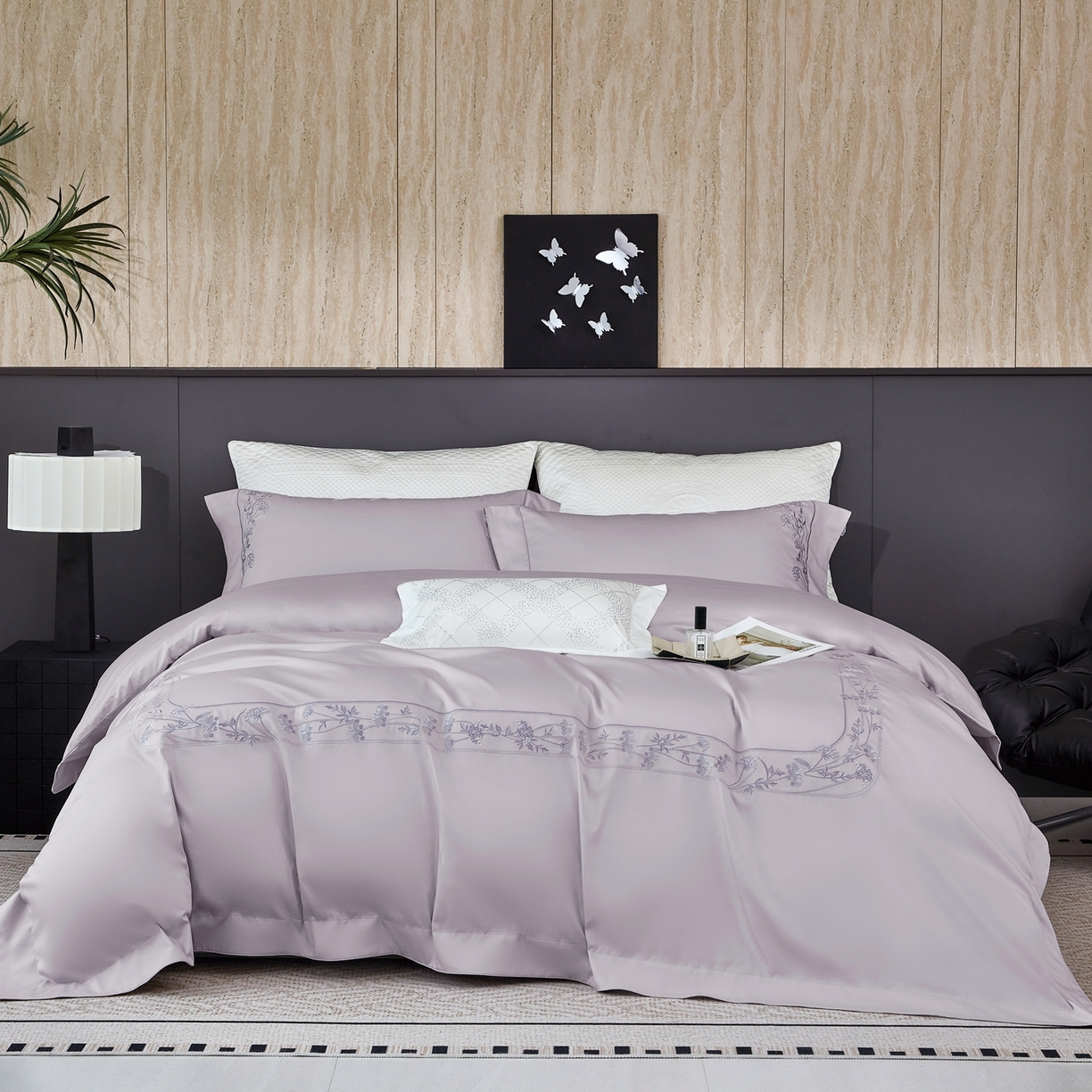 榻尚家居 2026新款百支锦棉纯棉绣花工艺款四件套-暗香 暗香-紫