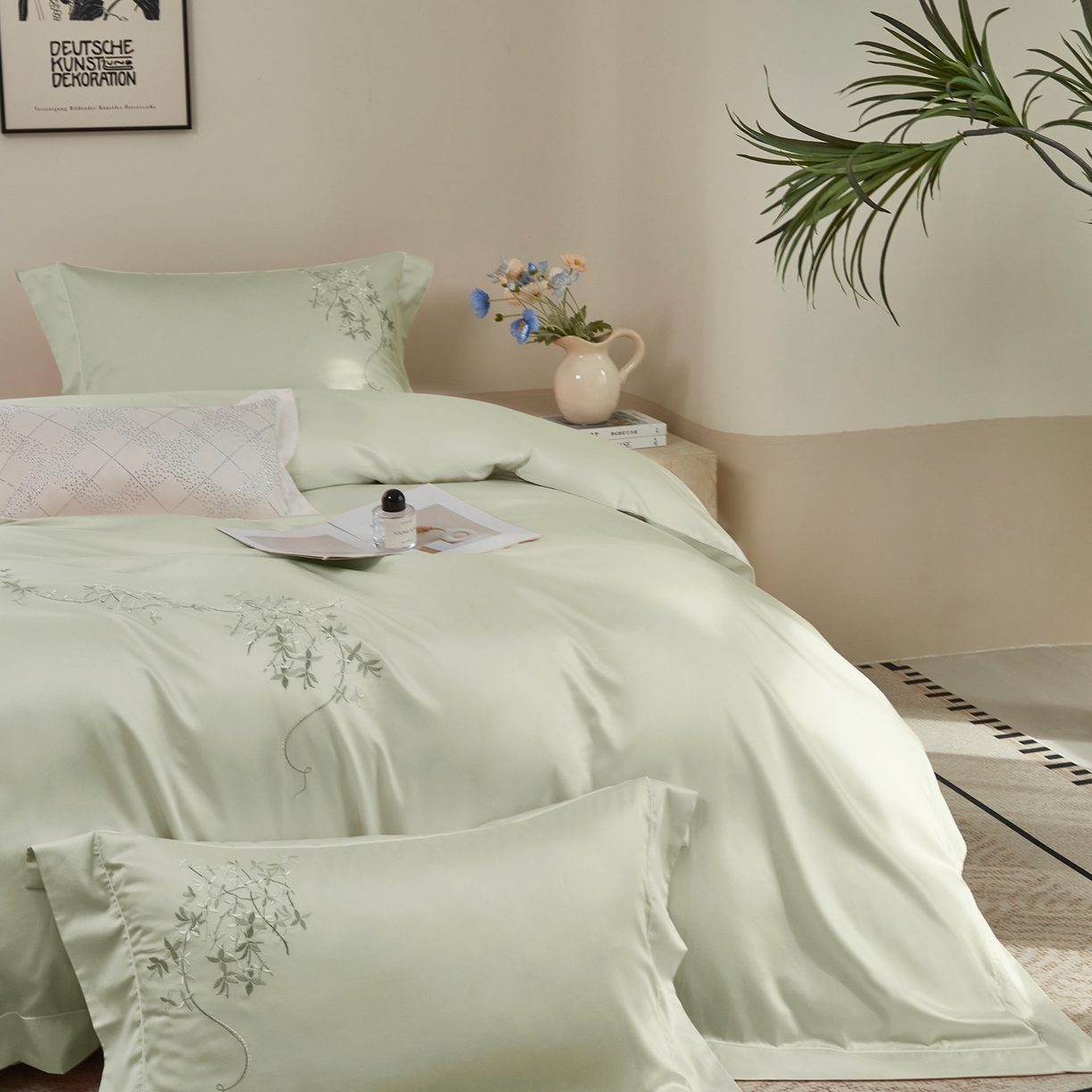 91家纺网 家纺一手货源 找家纺 （总）榻尚家居 2026新款天丝棉绣花工艺款四件套-织梦