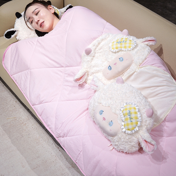 91家纺网 家纺一手货源 找家纺 仟亿莱 2026新款立体绵绵羊两用抱枕被 立体绵绵小白羊