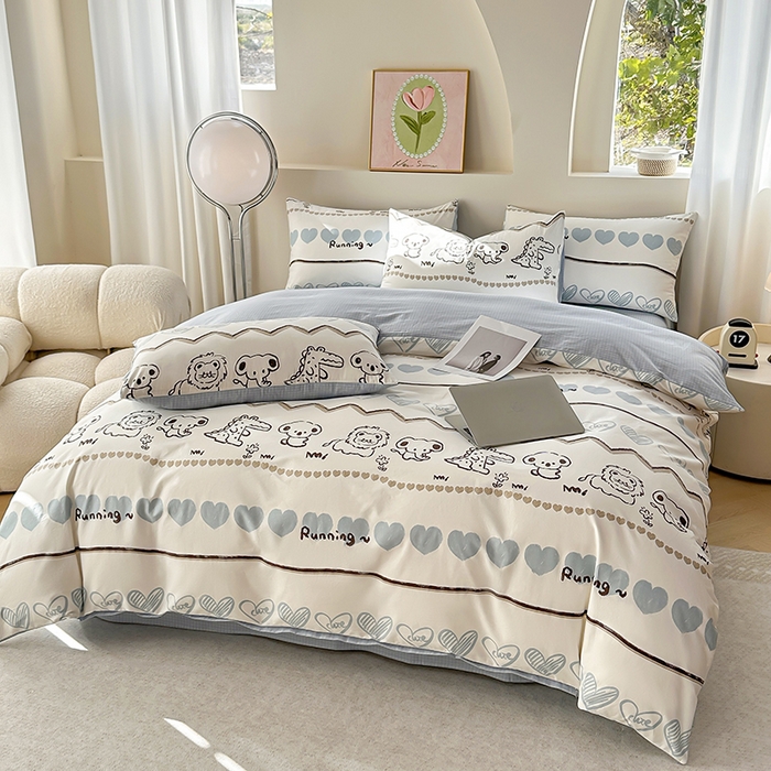 91家纺网 家纺一手货源 找家纺 （总）宇彬家纺 2026直播新款13372A类全棉纯棉印花单双人被套喷气小清新简约热款学生被罩