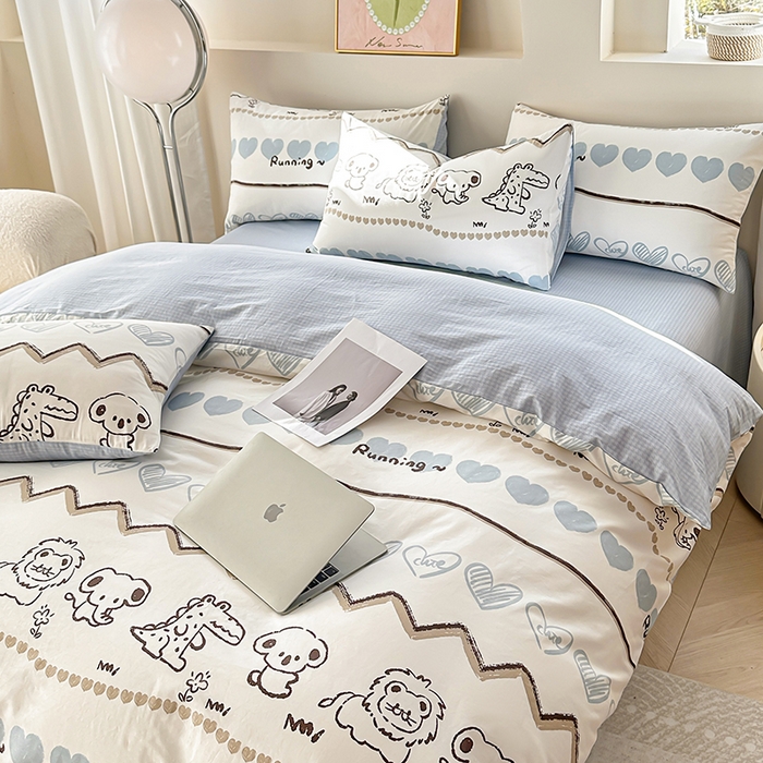 91家纺网 家纺一手货源 找家纺 （总）宇彬家纺 2026直播新款13372A类全棉纯棉印花单双人被套喷气小清新简约热款学生被罩