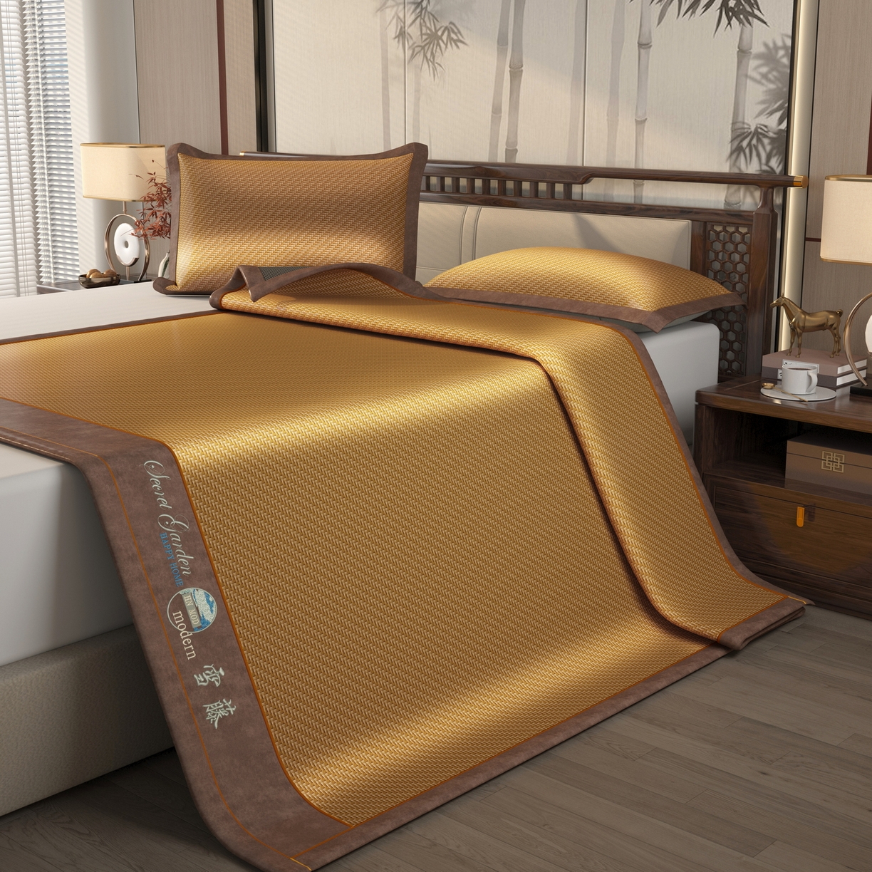 91家纺网 家纺一手货源 找家纺 （总）宜派家纺 2026新款凉感PE藤席雪山古藤席凉席夏季冰丝席空调席软席凉席