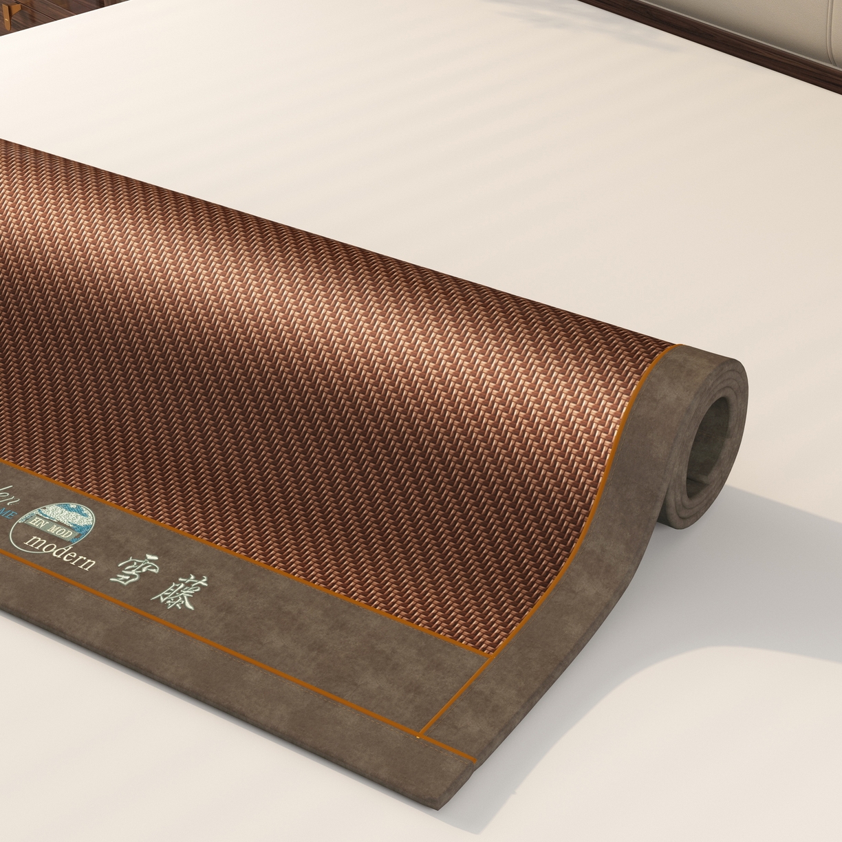 91家纺网 家纺一手货源 找家纺 宜派家纺 2026新款凉感PE雪山藤席 PE雪山藤-咖