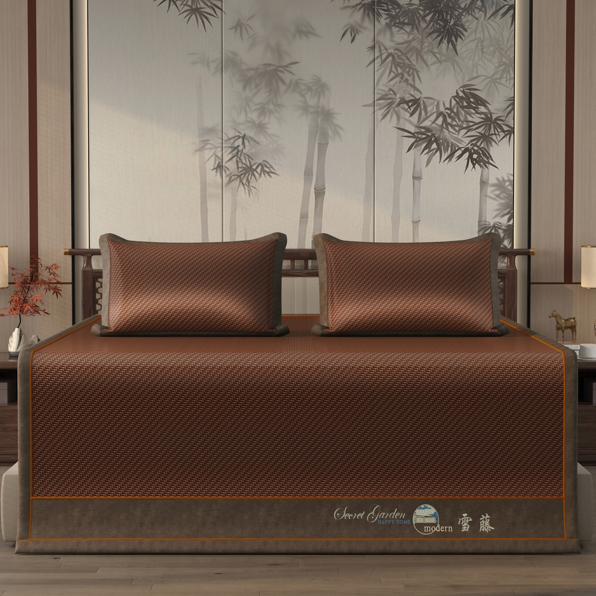 91家纺网 家纺一手货源 找家纺 宜派家纺 2026新款凉感PE雪山藤席 PE雪山藤-咖