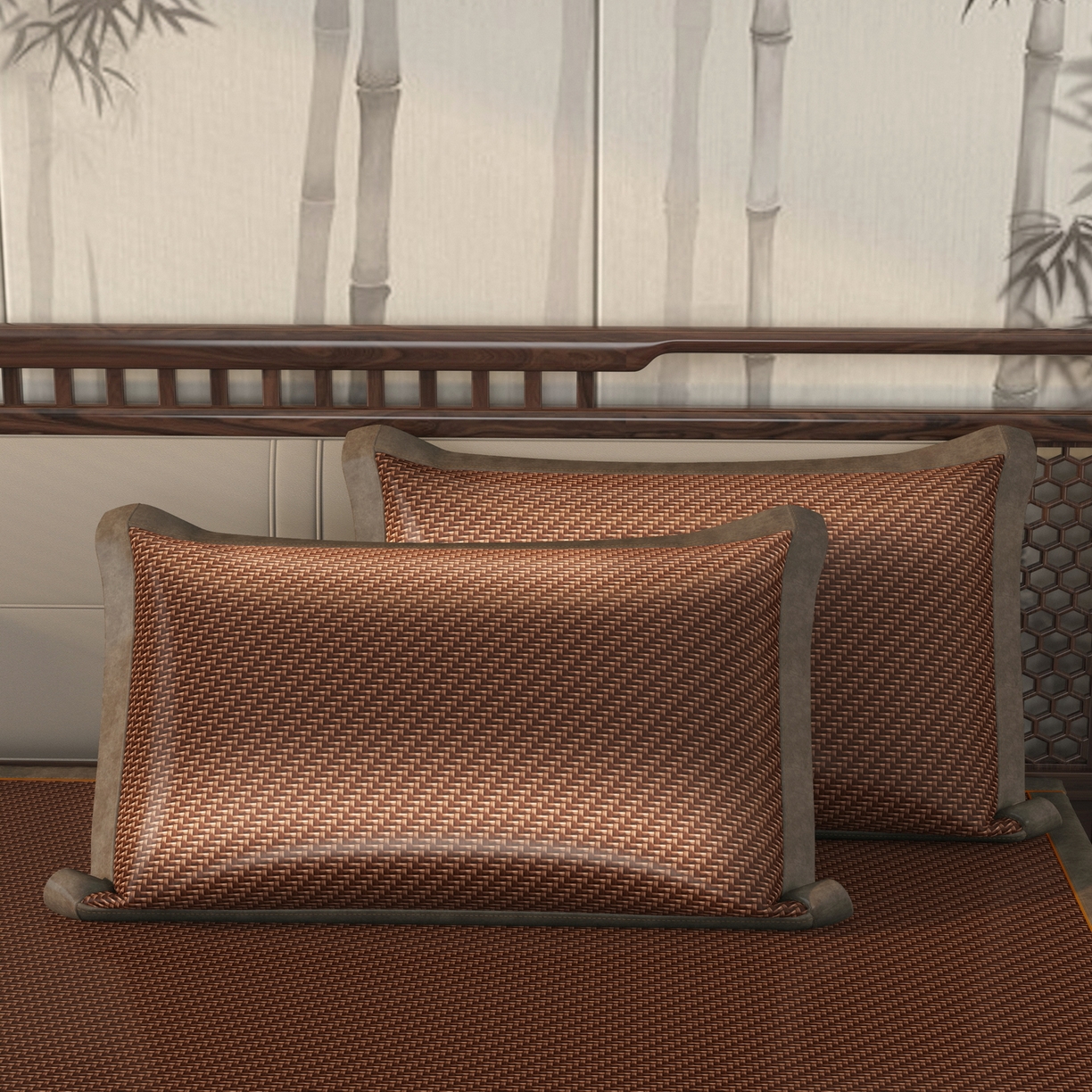 91家纺网 家纺一手货源 找家纺 宜派家纺 2026新款凉感PE雪山藤席 PE雪山藤-咖