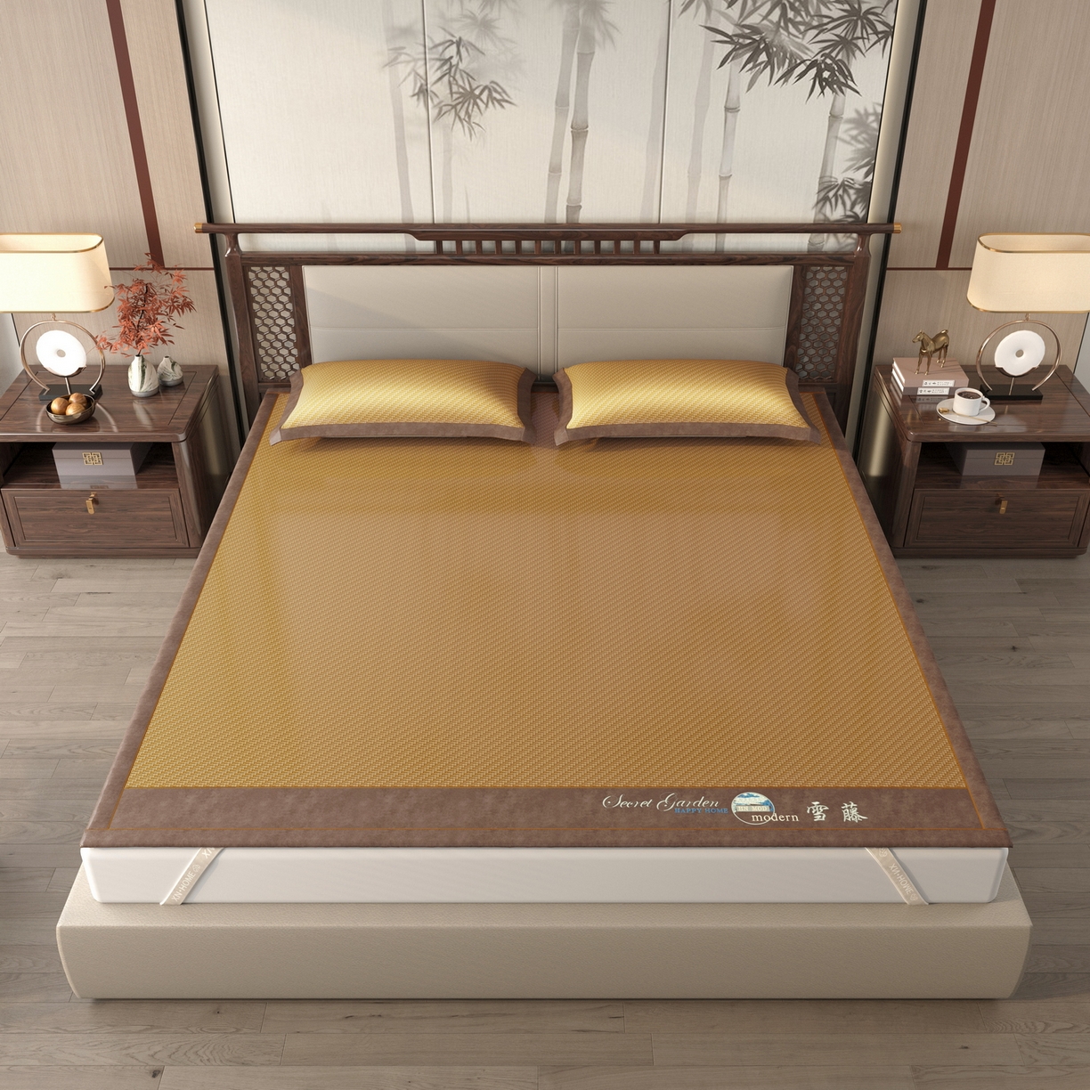 91家纺网 家纺一手货源 找家纺 宜派家纺 2026新款凉感PE雪山藤席 PE雪山藤-黄