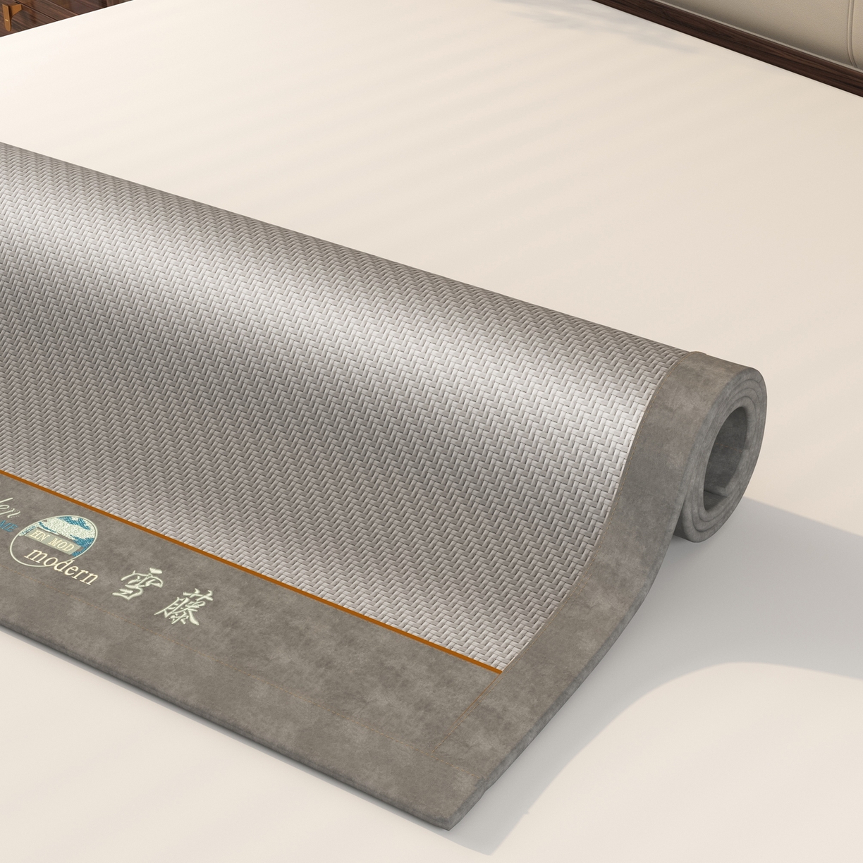 91家纺网 家纺一手货源 找家纺 宜派家纺 2026新款凉感PE雪山藤席 PE雪山藤-灰