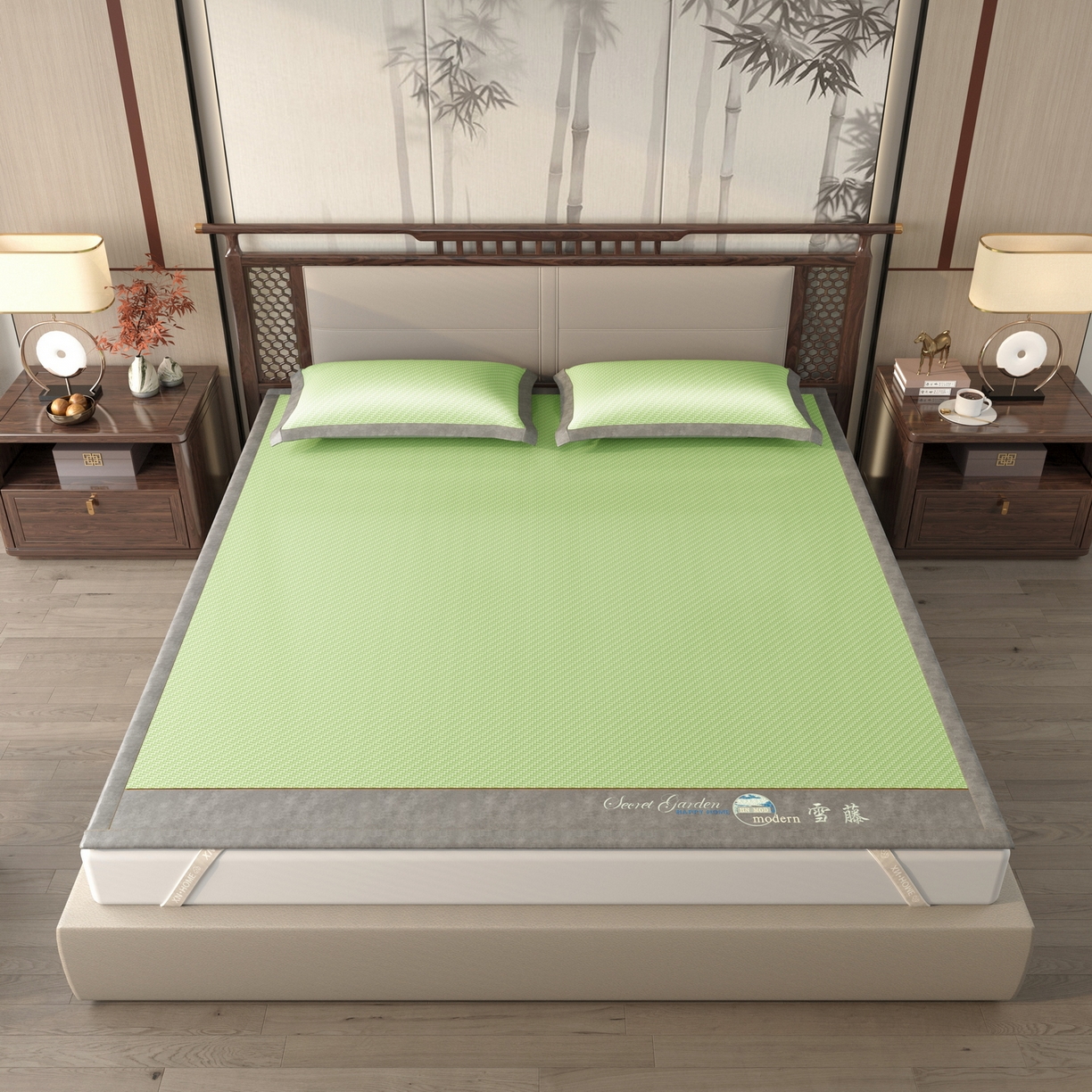 91家纺网 家纺一手货源 找家纺 宜派家纺 2026新款凉感PE雪山藤席 PE雪山藤-绿