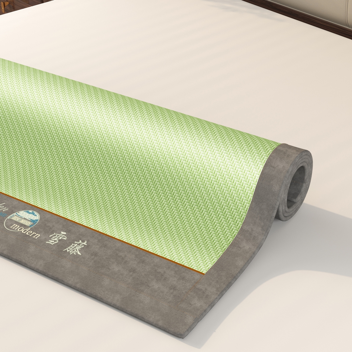 91家纺网 家纺一手货源 找家纺 宜派家纺 2026新款凉感PE雪山藤席 PE雪山藤-绿