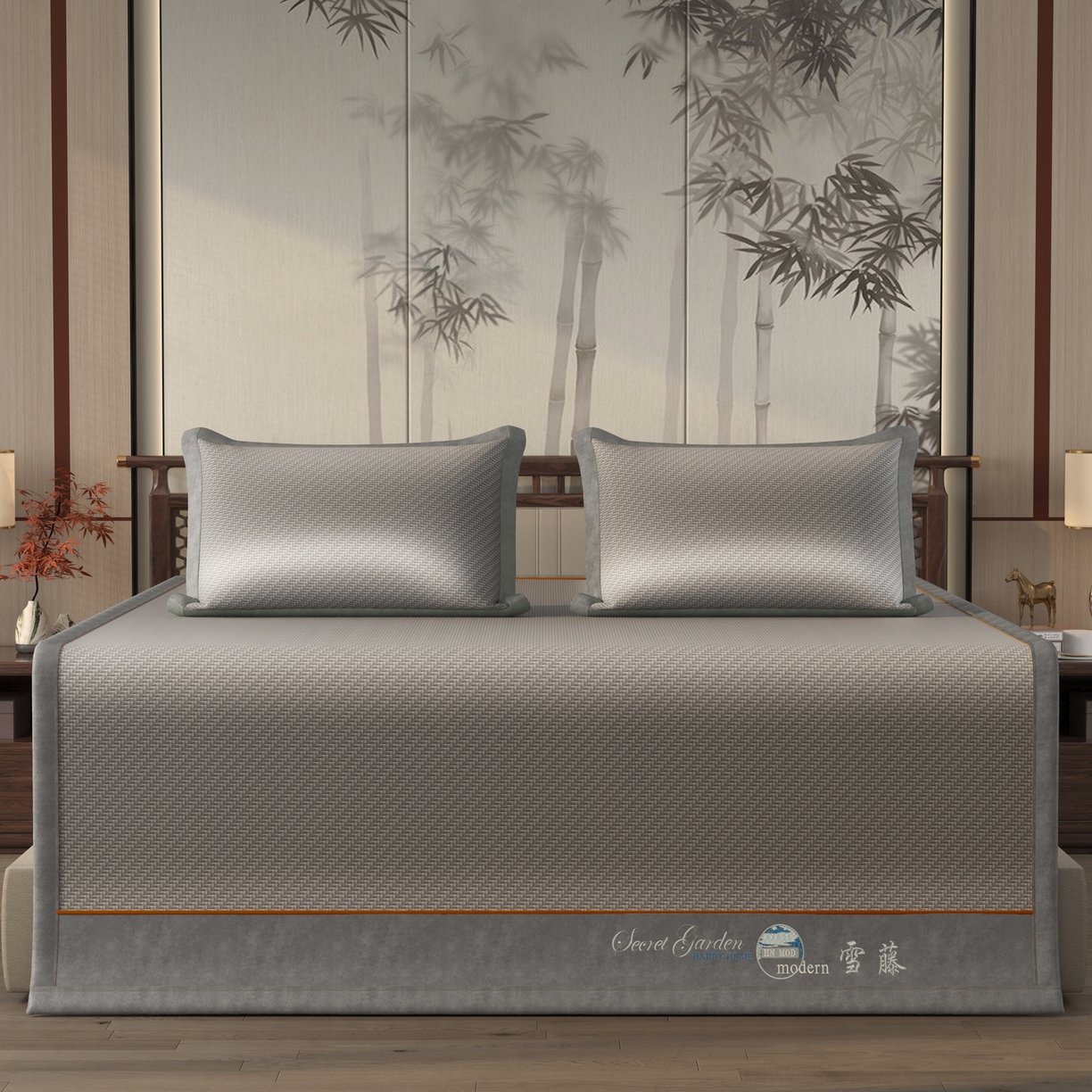 91家纺网 家纺一手货源 找家纺 宜派家纺 2026新款凉感PE雪山藤席 PE雪山藤-灰