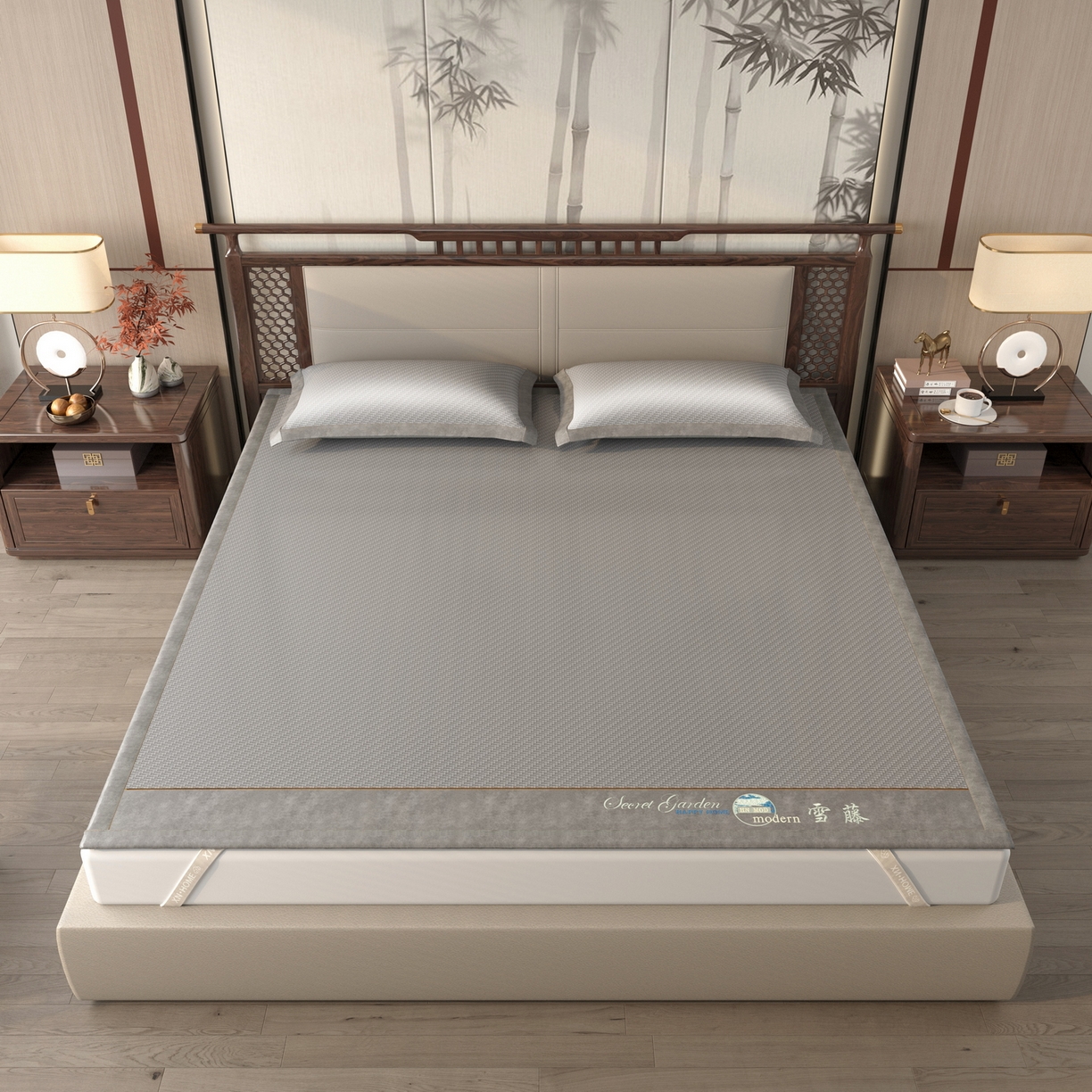 91家纺网 家纺一手货源 找家纺 宜派家纺 2026新款凉感PE雪山藤席 PE雪山藤-灰