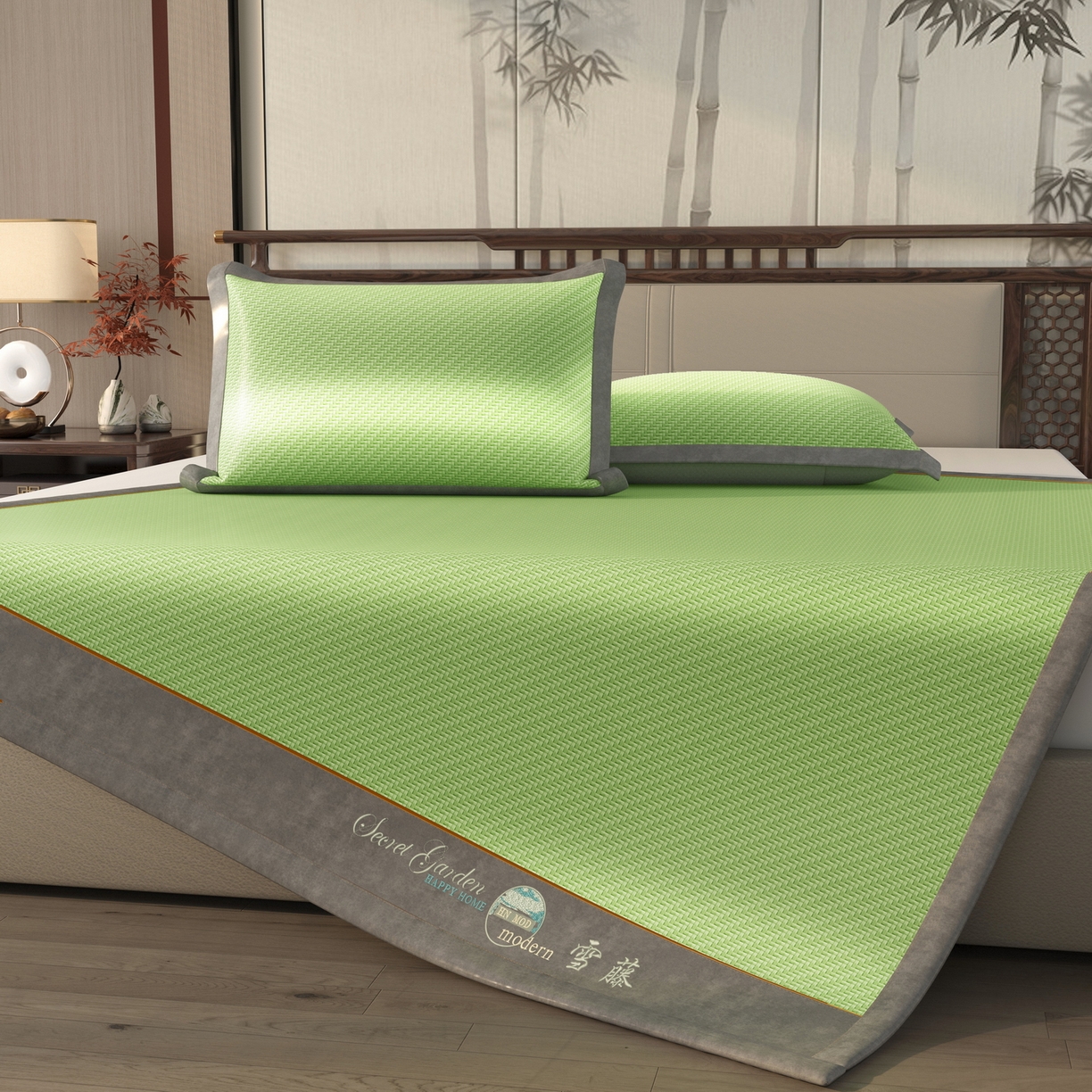 91家纺网 家纺一手货源 找家纺 宜派家纺 2026新款凉感PE雪山藤席 PE雪山藤-绿