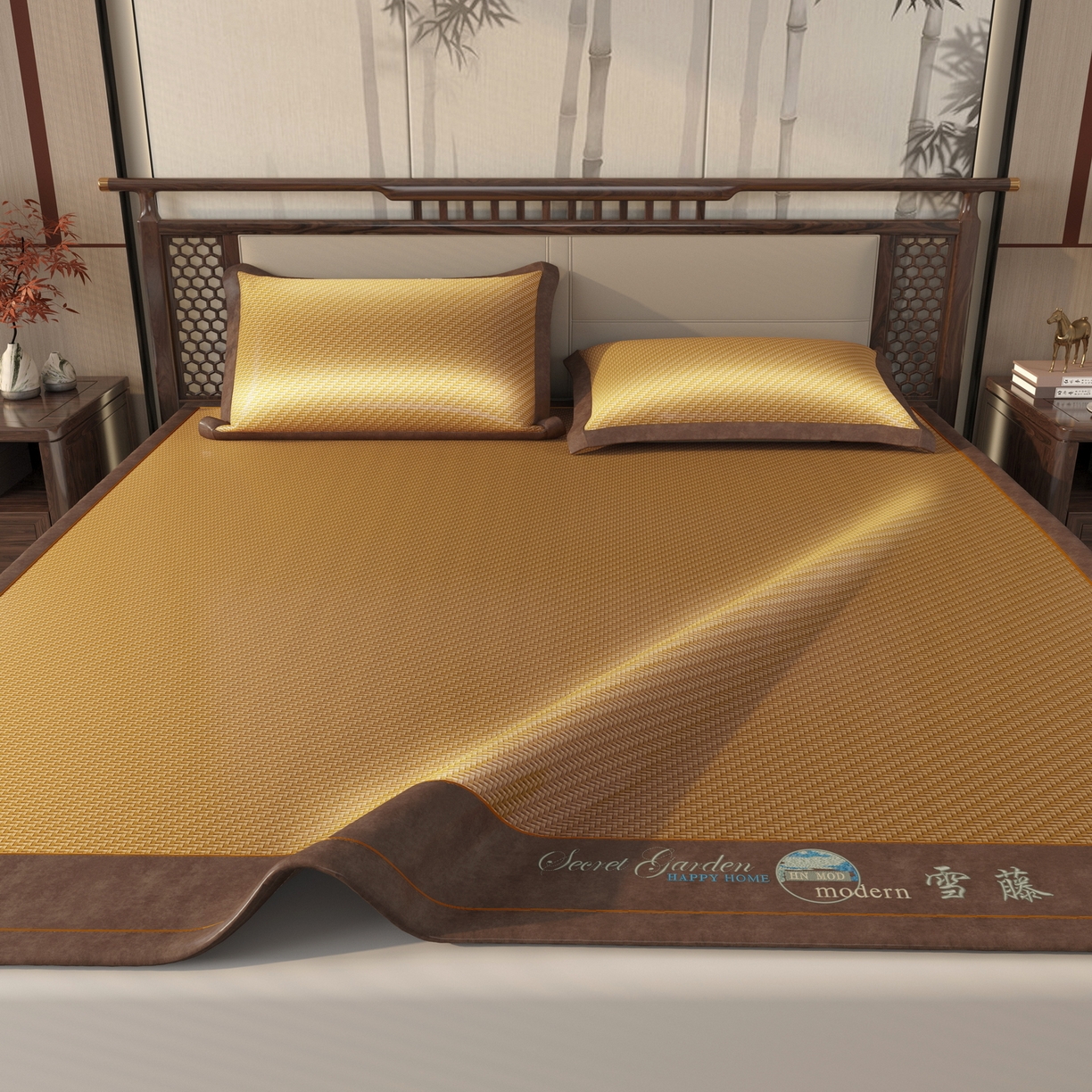 91家纺网 家纺一手货源 找家纺 宜派家纺 2026新款凉感PE雪山藤席 PE雪山藤-黄