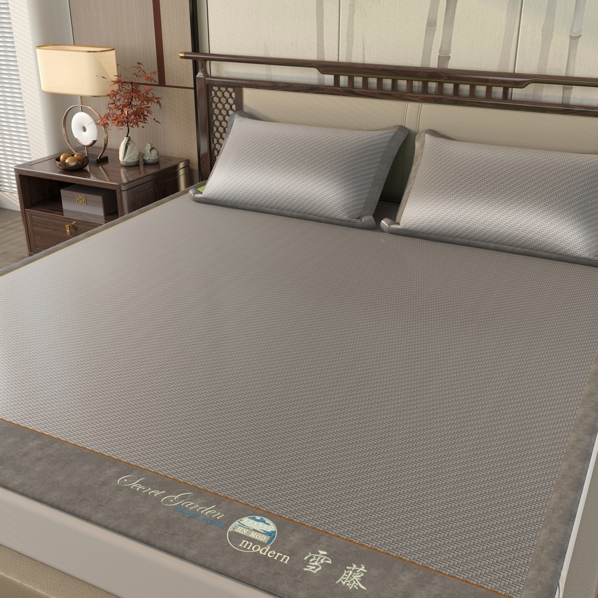 91家纺网 家纺一手货源 找家纺 宜派家纺 2026新款凉感PE雪山藤席 PE雪山藤-灰