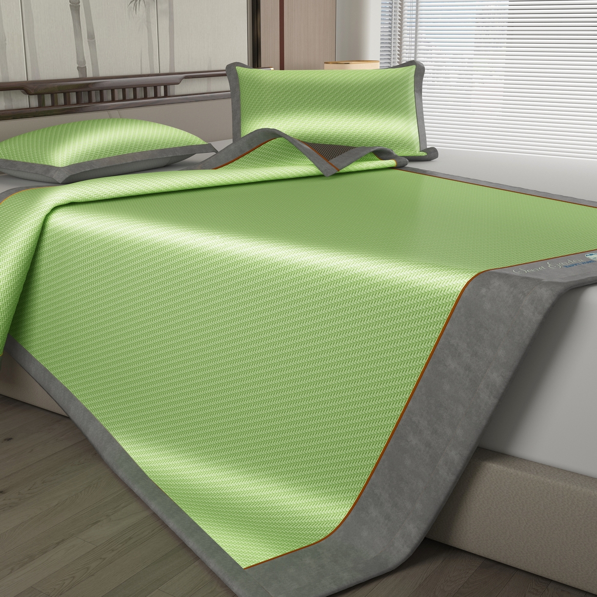 91家纺网 家纺一手货源 找家纺 宜派家纺 2026新款凉感PE雪山藤席 PE雪山藤-绿