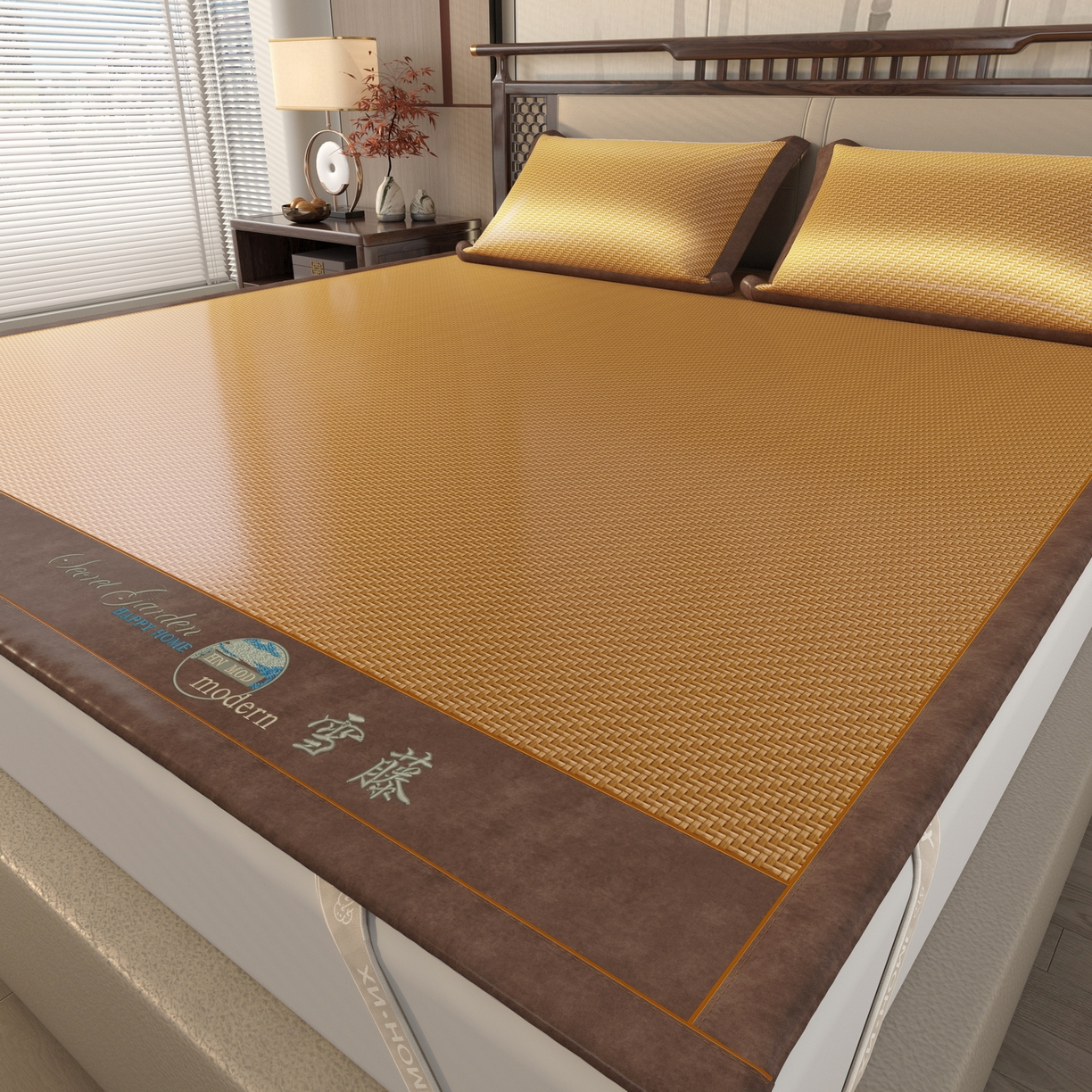 91家纺网 家纺一手货源 找家纺 宜派家纺 2026新款凉感PE雪山藤席 PE雪山藤-黄