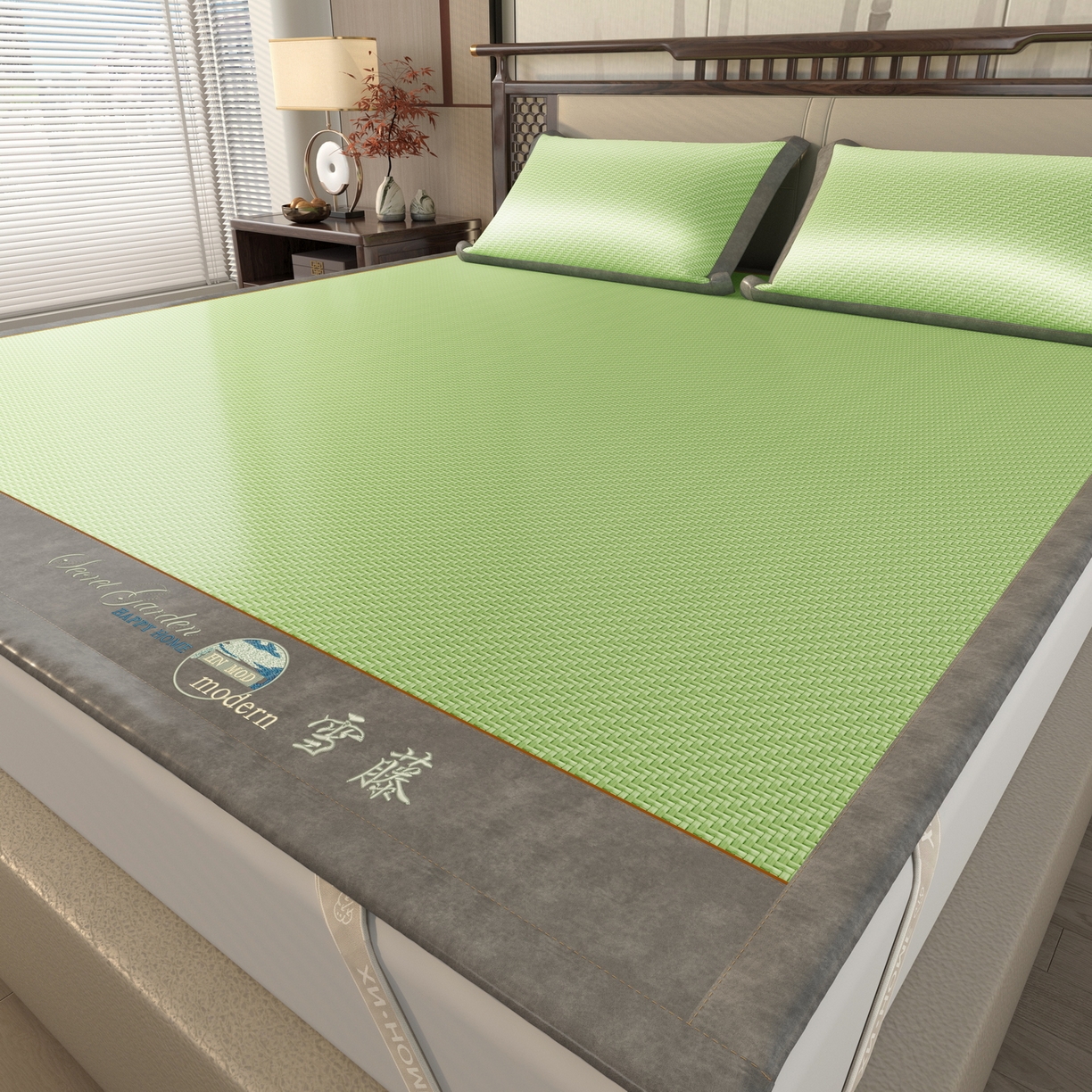 91家纺网 家纺一手货源 找家纺 宜派家纺 2026新款凉感PE雪山藤席 PE雪山藤-绿