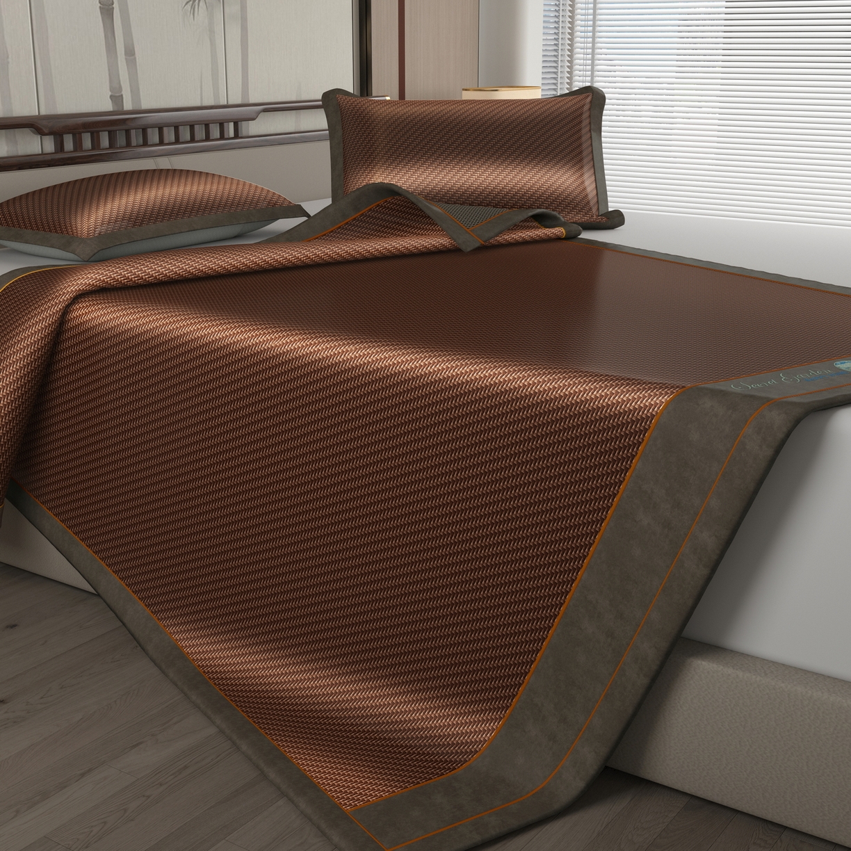 91家纺网 家纺一手货源 找家纺 宜派家纺 2026新款凉感PE雪山藤席 PE雪山藤-咖