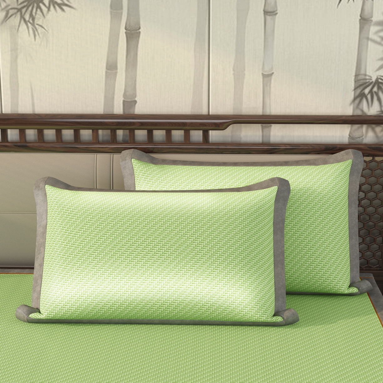 91家纺网 家纺一手货源 找家纺 宜派家纺 2026新款凉感PE雪山藤席 PE雪山藤-绿