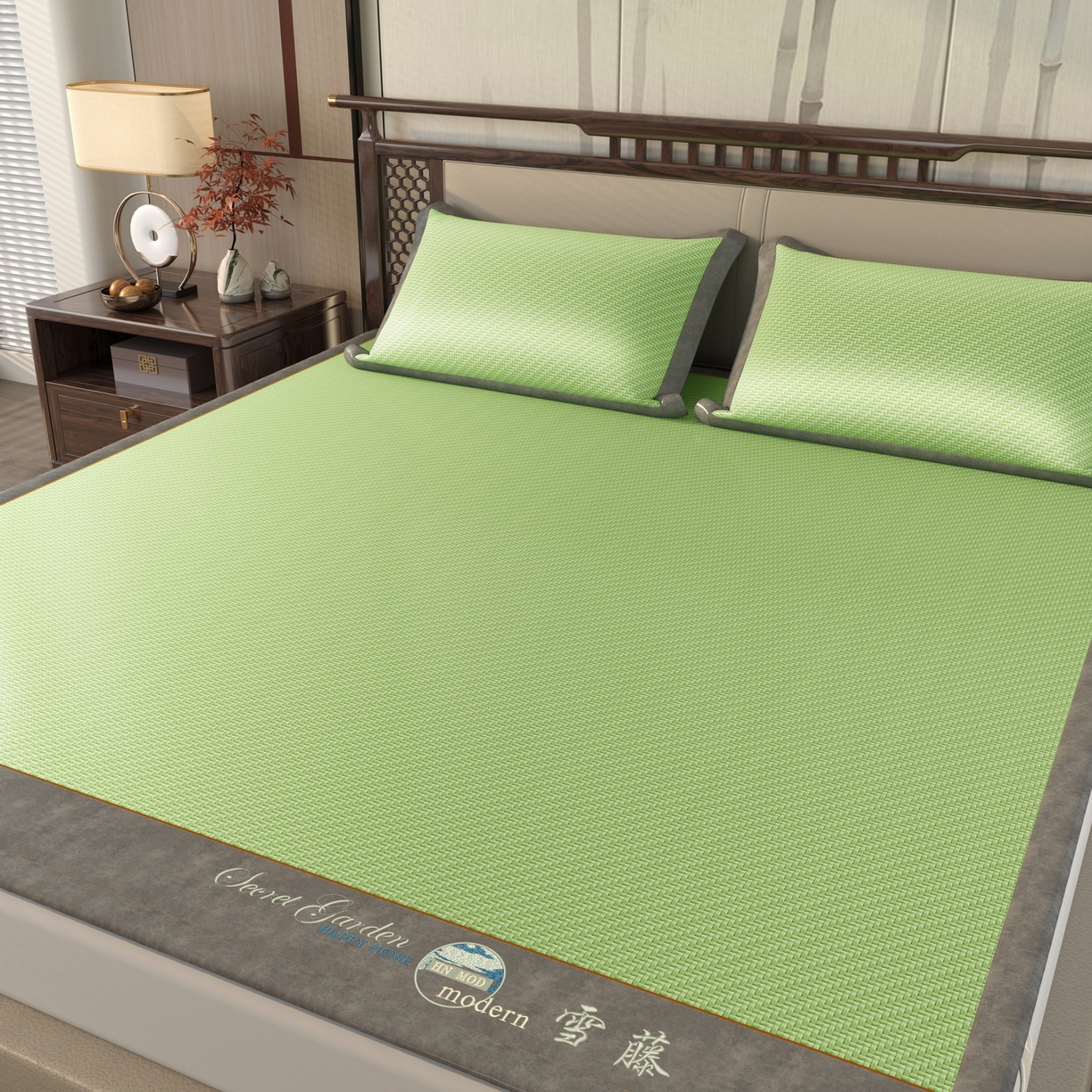 91家纺网 家纺一手货源 找家纺 宜派家纺 2026新款凉感PE雪山藤席 PE雪山藤-绿