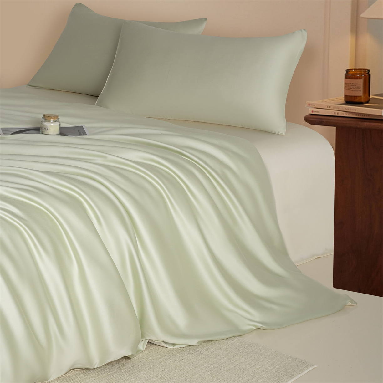 91家纺网 家纺一手货源 找家纺 美澳家纺 2026新款60S兰精天丝双拼四件套（带标） 奶茶粉+迷雾紫