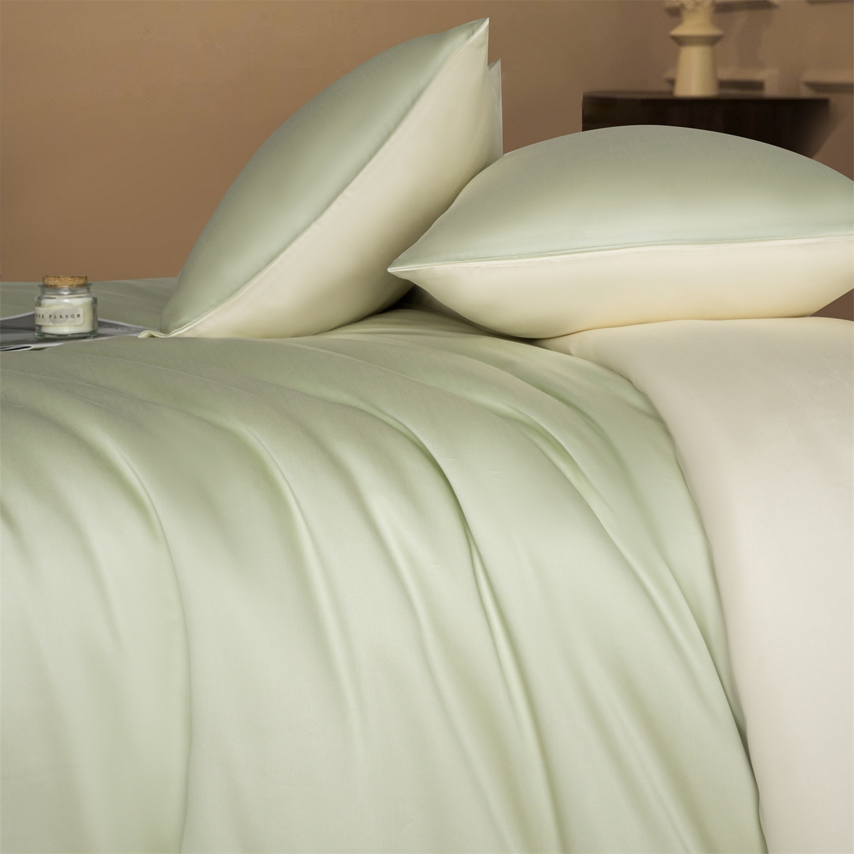 91家纺网 家纺一手货源 找家纺 美澳家纺 2026新款60S兰精天丝双拼四件套（带标） 水果清香+元气白桃