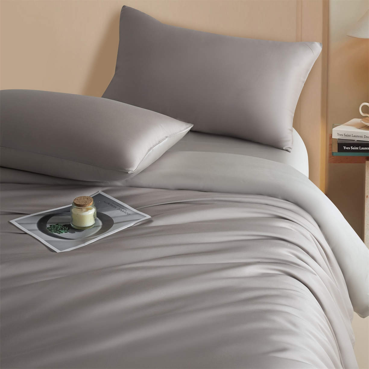 91家纺网 家纺一手货源 找家纺 美澳家纺 2026新款60S兰精天丝双拼四件套（带标） 星空灰+椰子灰