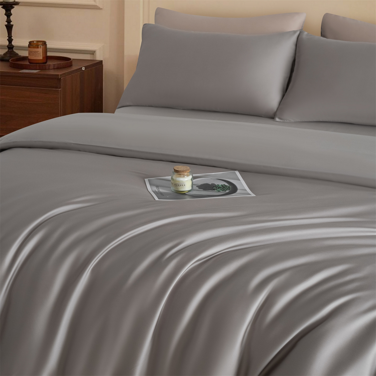 91家纺网 家纺一手货源 找家纺 美澳家纺 2026新款60S兰精天丝双拼四件套（带标） 星空灰+椰子灰