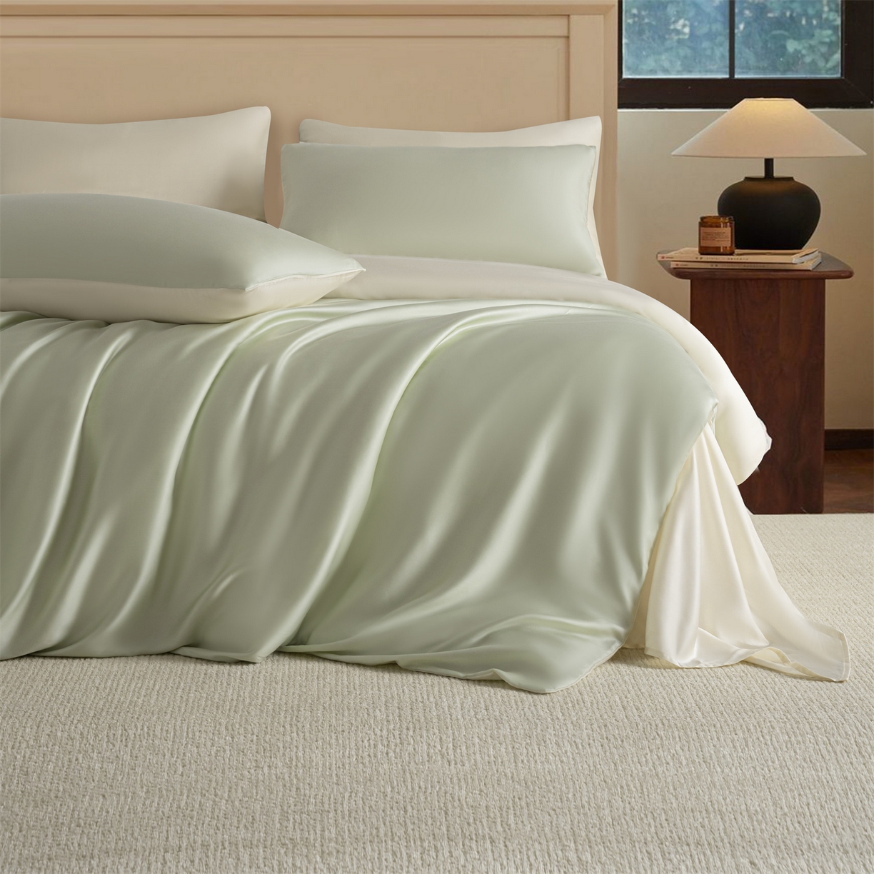 91家纺网 家纺一手货源 找家纺 美澳家纺 2026新款60S兰精天丝双拼四件套（带标） 水果清香+元气白桃