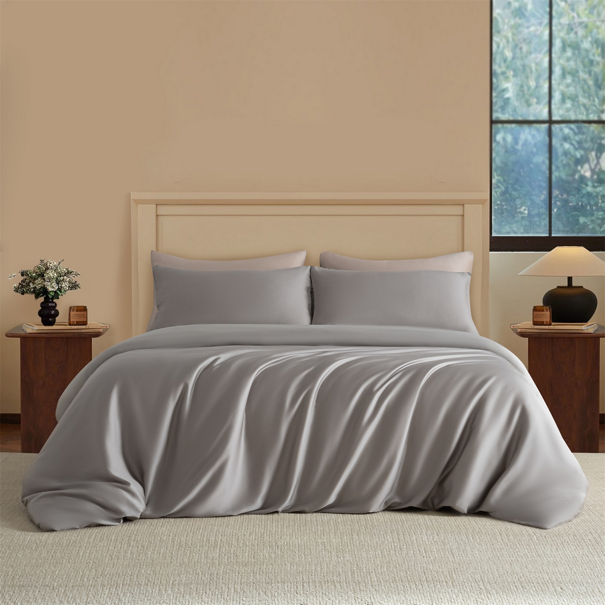 91家纺网 家纺一手货源 找家纺 美澳家纺 2026新款60S兰精天丝双拼四件套（带标） 星空灰+椰子灰