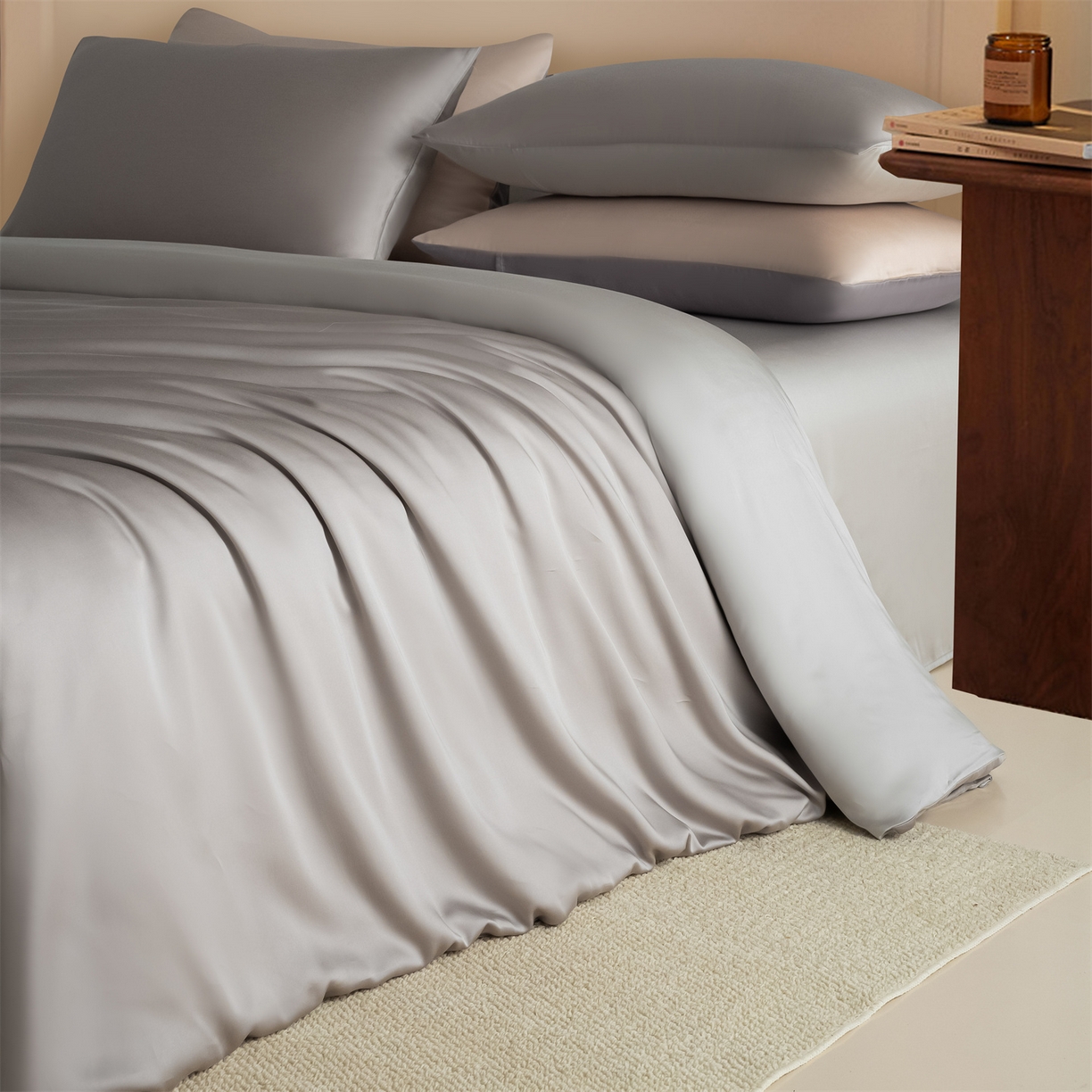 91家纺网 家纺一手货源 找家纺 美澳家纺 2026新款60S兰精天丝双拼四件套（带标） 星空灰+椰子灰