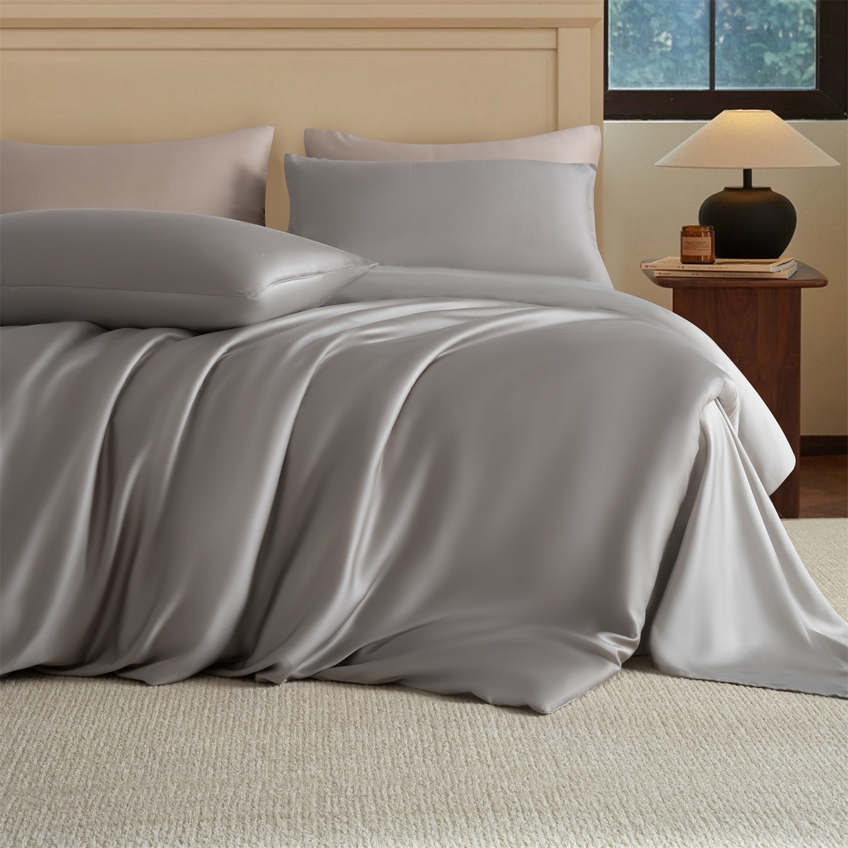 91家纺网 家纺一手货源 找家纺 美澳家纺 2026新款60S兰精天丝双拼四件套（带标） 星空灰+椰子灰