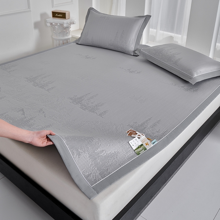 91家纺网 家纺一手货源 找家纺 小牛席业 2026新款雪山冷感豆豆席系列凉席藤席冰藤席竹席空调席草席冰丝席豆豆席乳胶席三件套 灰色