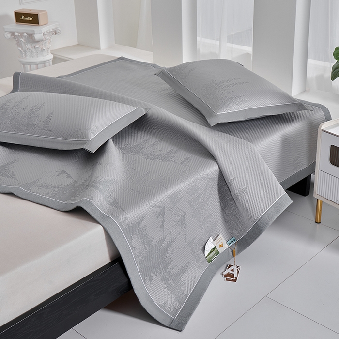 91家纺网 家纺一手货源 找家纺 小牛席业 2026新款雪山冷感豆豆席系列凉席藤席冰藤席竹席空调席草席冰丝席豆豆席乳胶席三件套 灰色