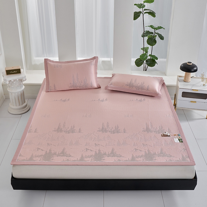 91家纺网 家纺一手货源 找家纺 小牛席业 2026新款雪山冷感豆豆席系列凉席藤席冰藤席竹席空调席草席冰丝席豆豆席乳胶席三件套 粉色