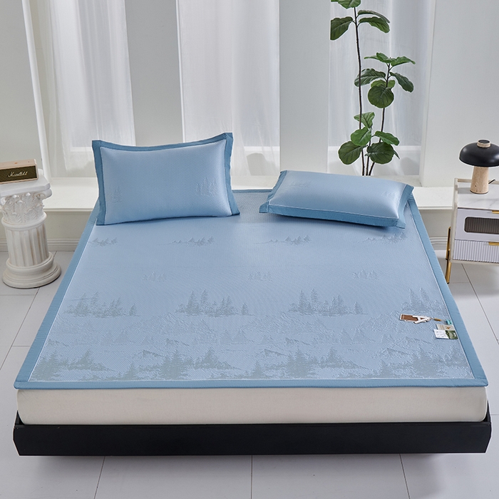 91家纺网 家纺一手货源 找家纺 小牛席业 2026新款雪山冷感豆豆席系列凉席藤席冰藤席竹席空调席草席冰丝席豆豆席乳胶席三件套 蓝色