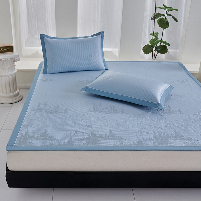 91家纺网 家纺一手货源 找家纺 小牛席业 2026新款雪山冷感豆豆席系列凉席藤席冰藤席竹席空调席草席冰丝席豆豆席乳胶席三件套 蓝色