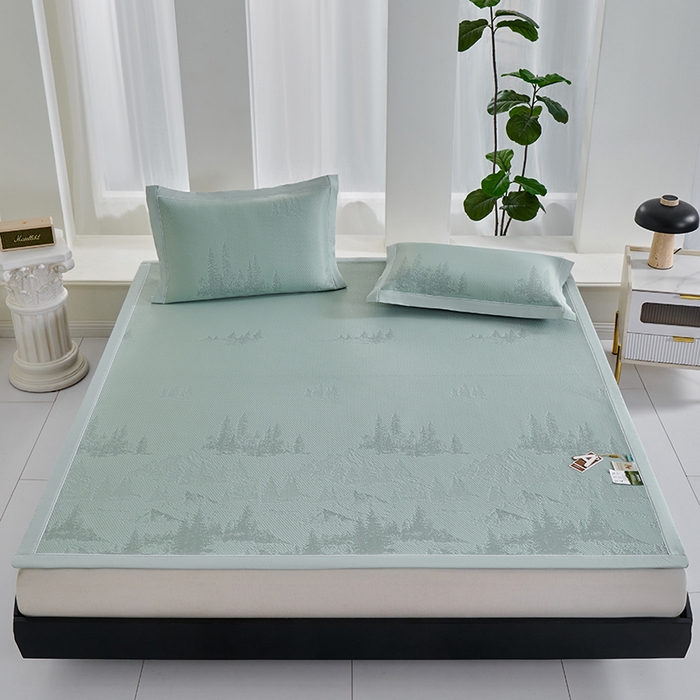 91家纺网 家纺一手货源 找家纺 小牛席业 2026新款雪山冷感豆豆席系列凉席藤席冰藤席竹席空调席草席冰丝席豆豆席乳胶席三件套 绿色