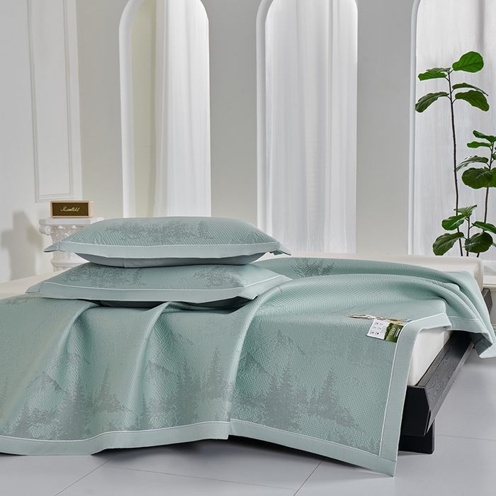 91家纺网 家纺一手货源 找家纺 小牛席业 2026新款雪山冷感豆豆席系列凉席藤席冰藤席竹席空调席草席冰丝席豆豆席乳胶席三件套 绿色