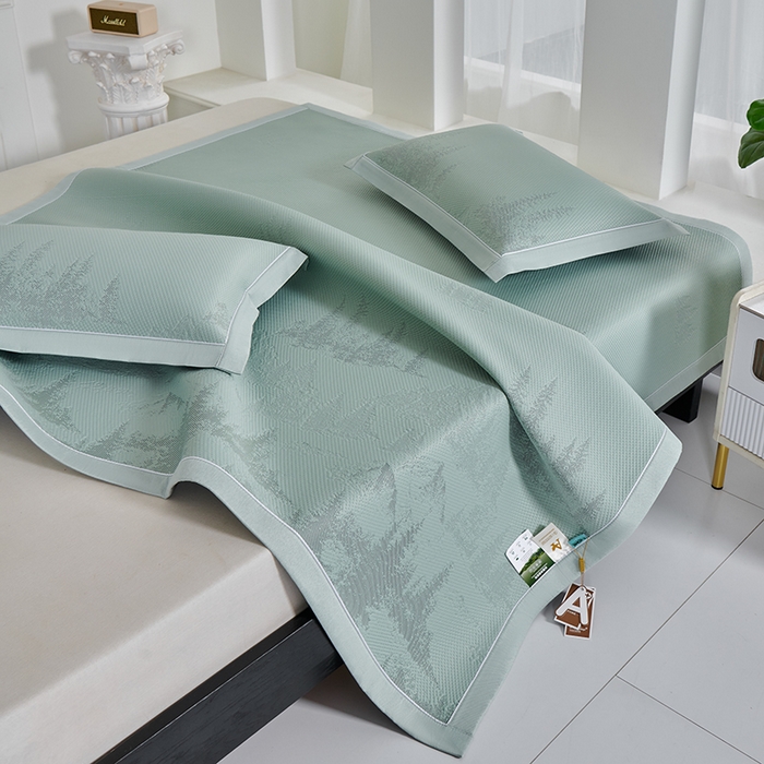 91家纺网 家纺一手货源 找家纺 小牛席业 2026新款雪山冷感豆豆席系列凉席藤席冰藤席竹席空调席草席冰丝席豆豆席乳胶席三件套 绿色