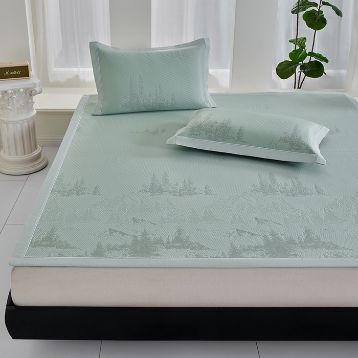 91家纺网 家纺一手货源 找家纺 小牛席业 2026新款雪山冷感豆豆席系列凉席藤席冰藤席竹席空调席草席冰丝席豆豆席乳胶席三件套 绿色